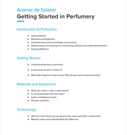 Getting Started In Perfumery Class, September 20 @1PM PST